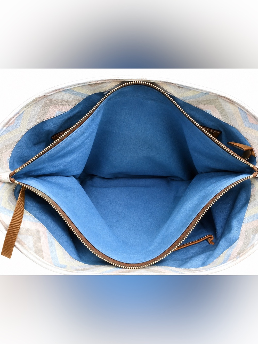 Dooney & Bourke Pastel Chevron Dover Tote with Tan Leather Straps - Picture 6 of 8